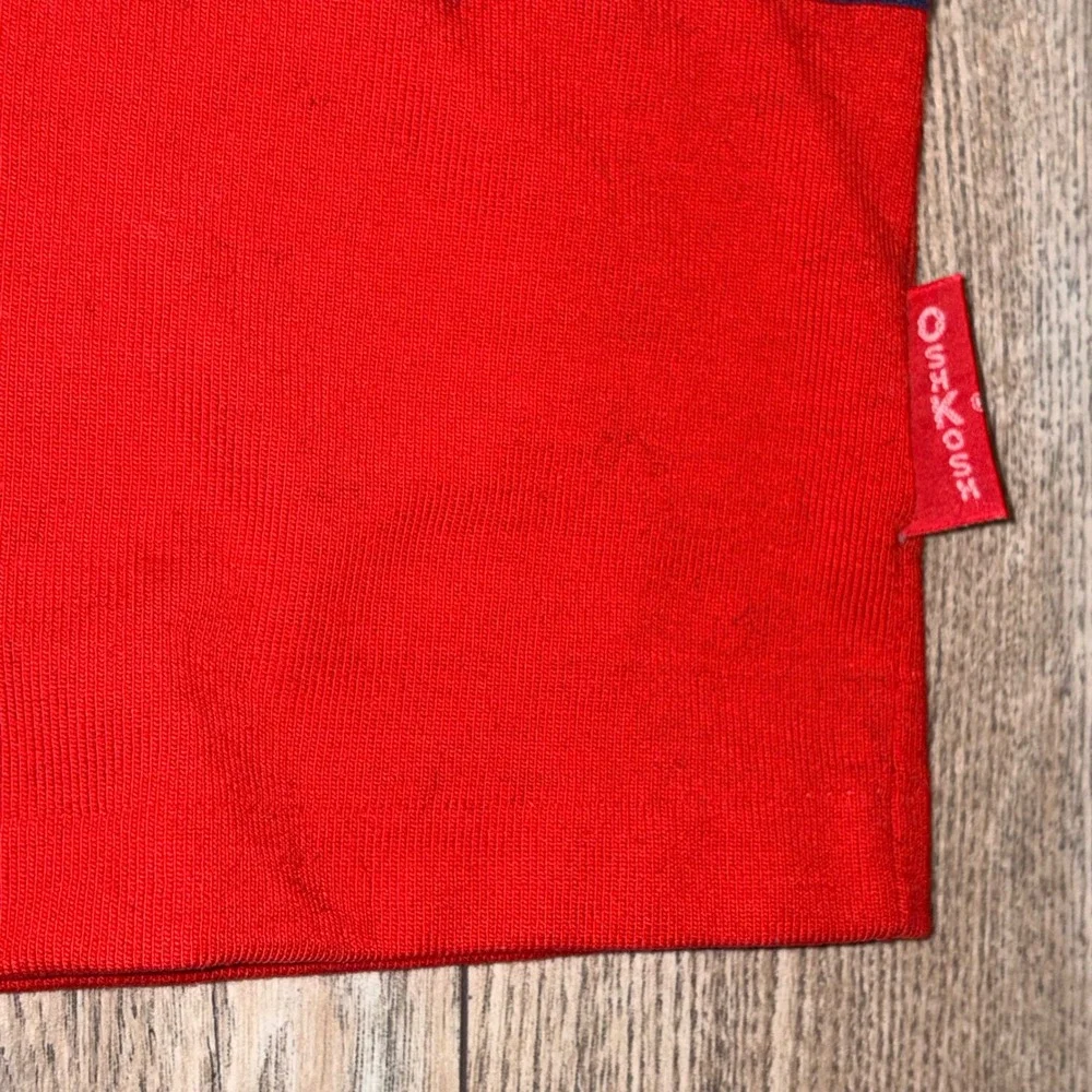 Vintage OshKosh Bgosh Kids Red Car Pattern Long Sleeve Polo Shirt 24 Months USA